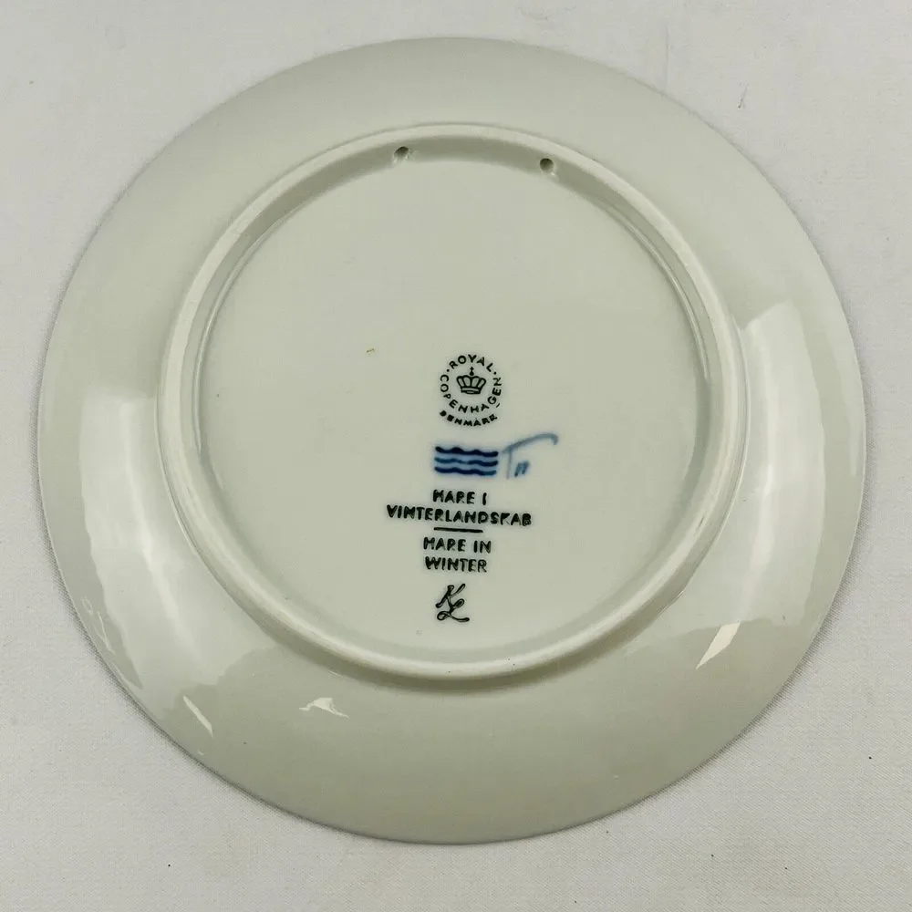 Vintage Royal Copenhagen Hare‎ In Winter Blue Christmas Plate Kai Lange 1971